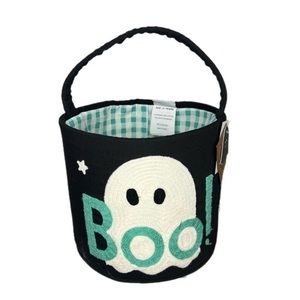 NEW Medium Halloween Ghost Boo Trick or Treat Basket 9.25” x 8”